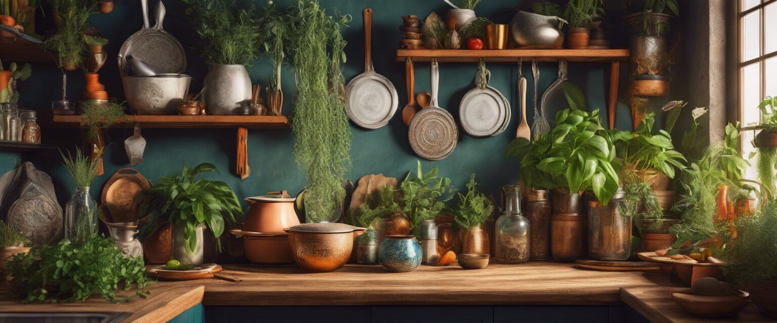 Bohemian plants in kitchen