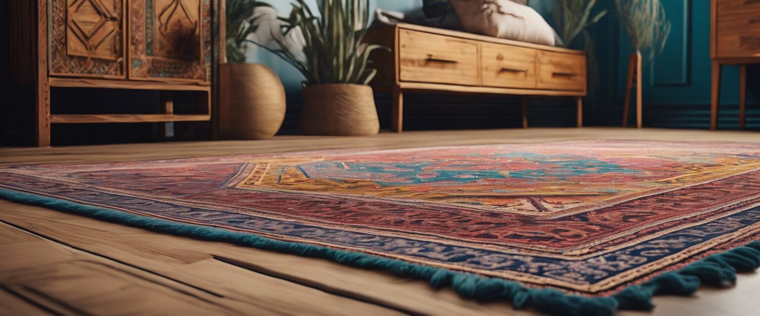 Bohemian rug with colorful patterns