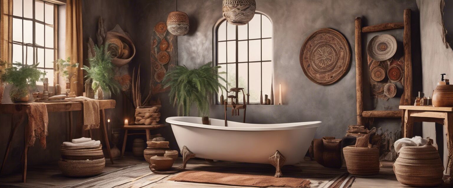 Bohemian bathroom accessories enhancing the decor.