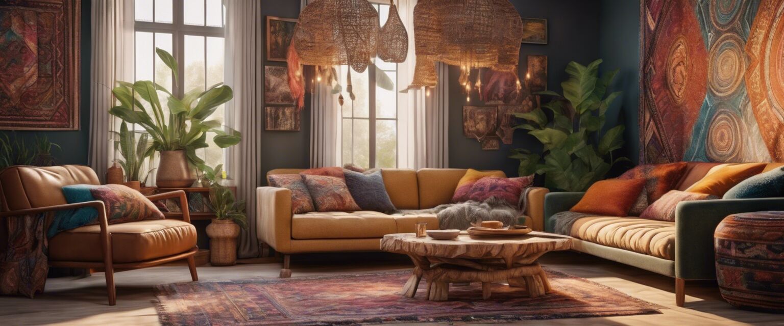 Cozy bohemian living room