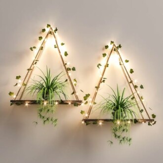 RICHER HOUSE Artificial Ivy LED-Strip Wall Hanging Shelves